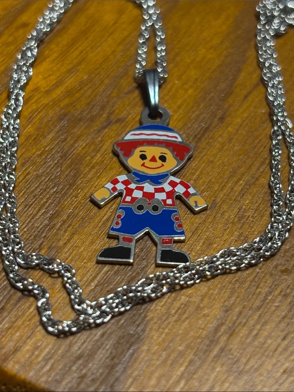 Enamel Raggedy Andy Doll Pendant Necklace Generation X